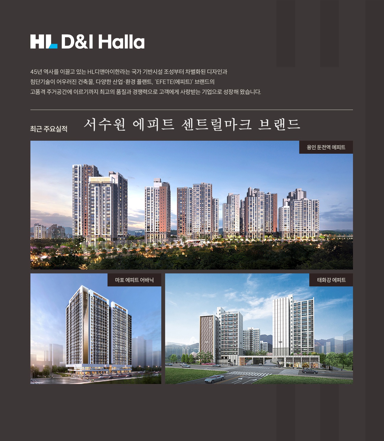 HL디앤아이한라 건설사 소개 및 에피트 브랜드 주거 철학